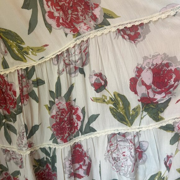 One Clothing Camisole Strap Tiered Colorful Floral Maxi Dress Size M Flowy Skirt - Picture 14 of 16